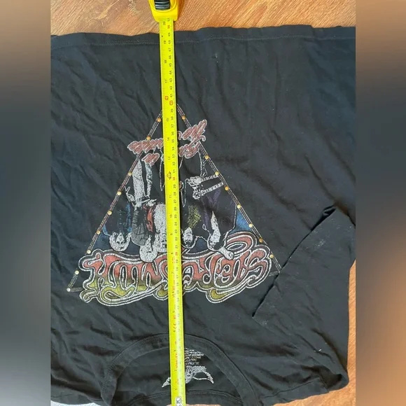 Aerosmith Black Tee with Silver stud Logo crop top - Picture 3 of 4